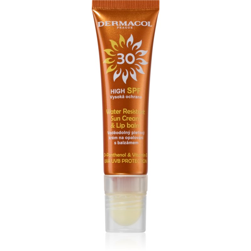 Dermacol Sun Water Resistant vodeodolný pleťový krém na opaľovanie s balzamom na pery SPF 30 30 ml